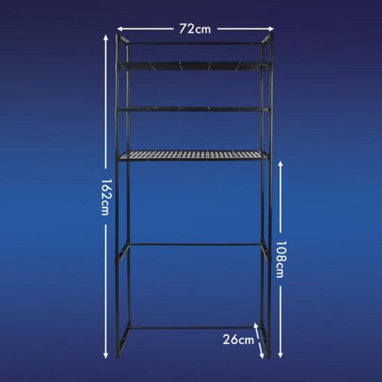 Nexxt Wasmachinerek met Opbergruimte en Haken - 72 x 26 x 162 cm