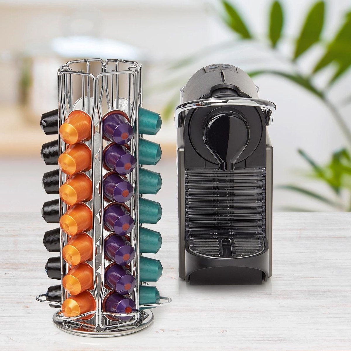 KitchenBrothers Capsulehouder - Koffiecups houder - Geschikt voor Nespresso - 42 Cups - Draaibaar - RVS