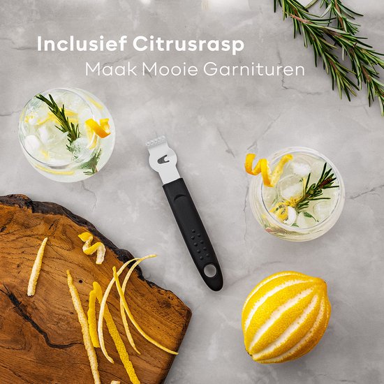 BarDeluxe® Cocktail Set - 12-Delig - Cocktailshaker 750 ml - Roestvrij Staal - Inclusief Luxe Geschenkdoos - Opbergtasje & Receptenboek - Wit