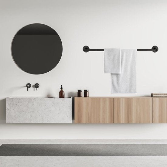 Vonia Kledingstang - Kledingrek - Garderobestang - Kledingstang Muur - 91.5 cm x 25.5 cm - Zwart