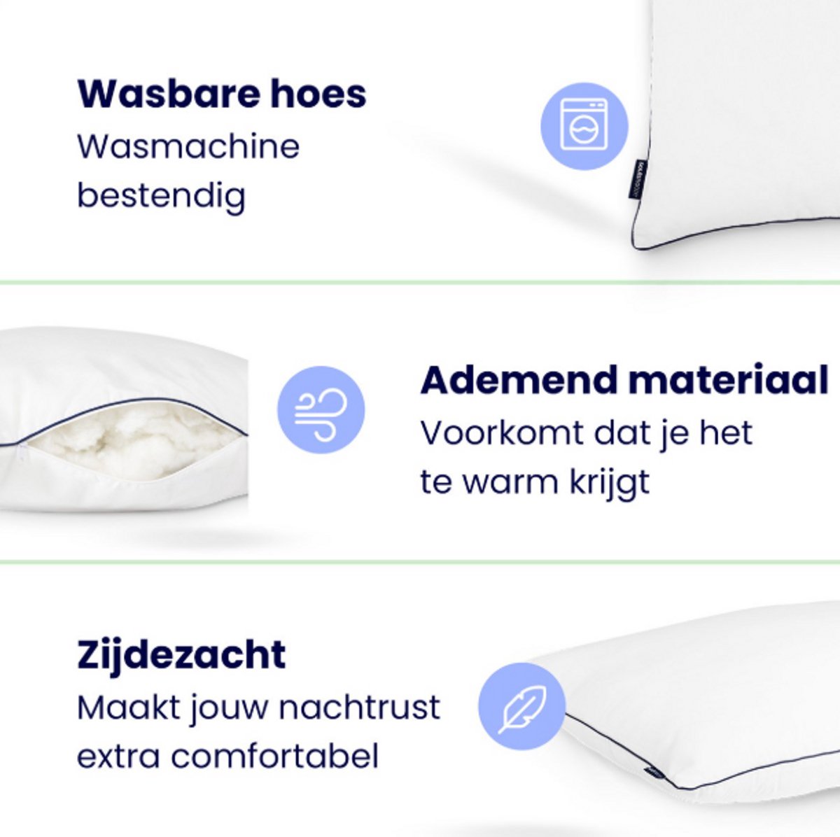 Soulsnooze Luxe Hoofdkussens – Set van 2 – 40x80 cm – Medium – Aanpasbaar & Anti-Allergie