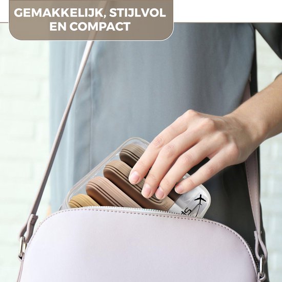 EverNeeds Reisflesjes Met Etui - Navulbaar - Siliconen Reisflesjes Handbagage - Licht Apricot - 4 Stuks