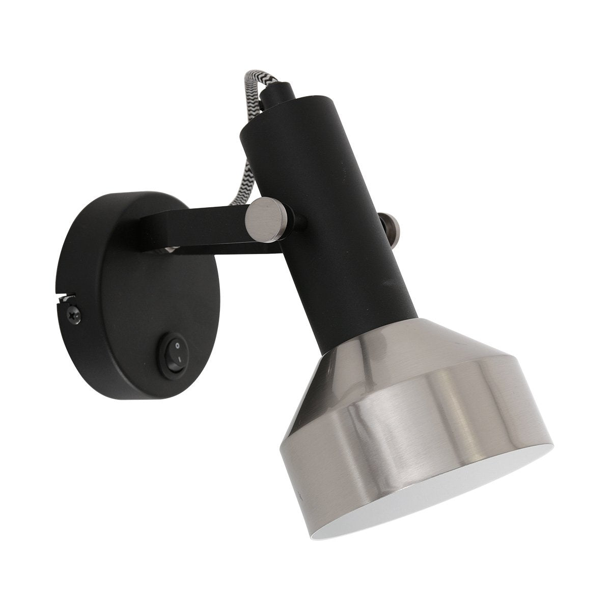 Spot Wandlamp Acier 3337ZW Zwart E27 fitting Draaibaar en Kantelbaar Metaal Mexlite