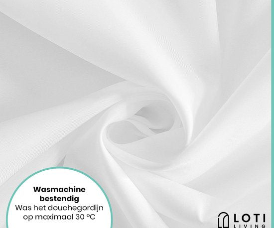 Loti Living Douchegordijn Anti Schimmel – Wit - Inclusief ringen – Waterdicht - Polyester - Douchegordijn 180x200 cm