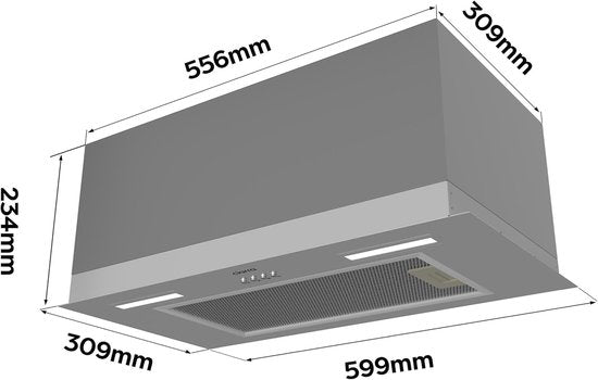 CIARRA CBCS6926A inbouw afzuigkap 60 cm - 650 m³/h - RVS - A+++