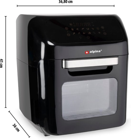 alpina Airfryer Oven 12L - Heteluchtfriteuse 1800W - Heteluchtoven met Bak en Grillfunctie