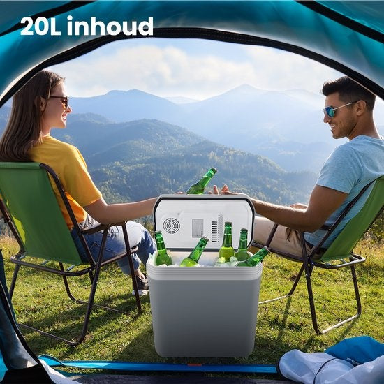 Auronic Elektrische Koelbox - 20 L - Koelen en Verwarmen - 12V en 240V - Compact en draagbaar - Grijs
