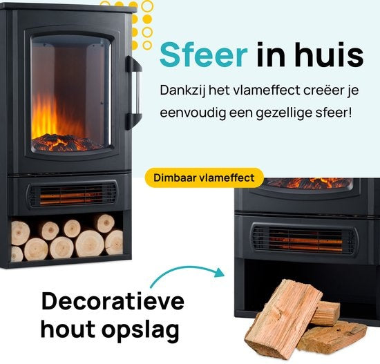 MOA Elektrische Kachel - Sfeerhaard - Haard- Heater - Plek voor decoratie hout - EFS183C