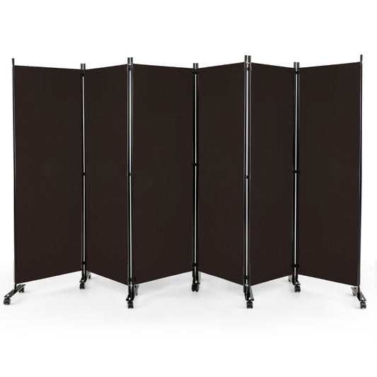 Coast Kamerscherm - 6 Panelen - Metalen Frame - Polyester - 334.5 x 30 x 172 cm - Bruin