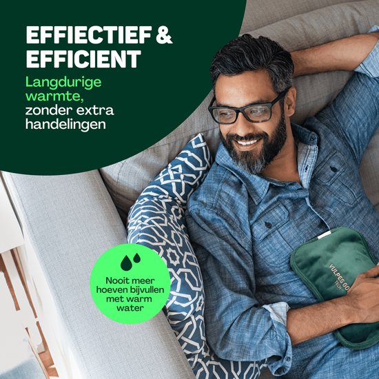 Vulpes Goods® - Elektrische Kruik - Zacht Groen Flanel - Digitaal Display - Draadloos & Energiezuinig - Incl. HandwarmerTegen Menstruatieklachten & Spierpijn - Warmtekruik voor in Bed