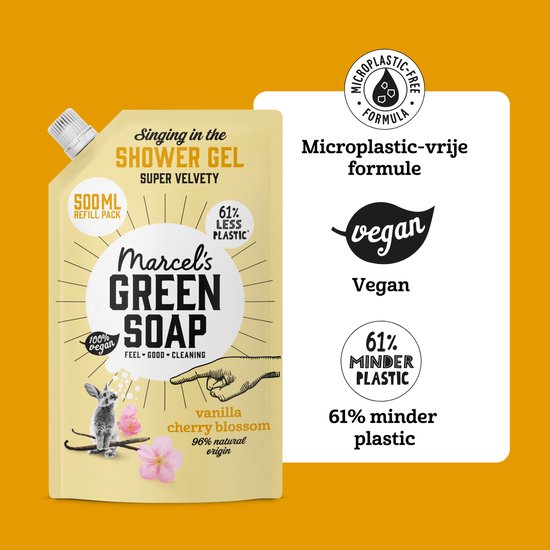 Marcel's Green Soap Douchegel Navulling - Vanille & Kersenbloesem - 6 x 500ml