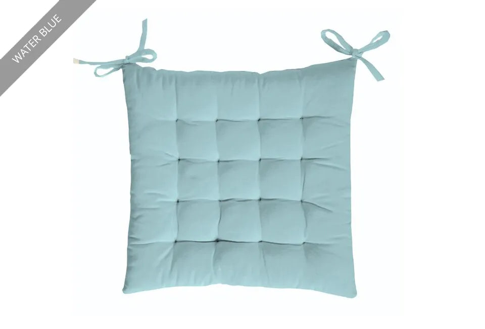 Luxueus Stoelkussen 37x37 cm – Water Blue | 100% Katoen | Comfort & Elegantie