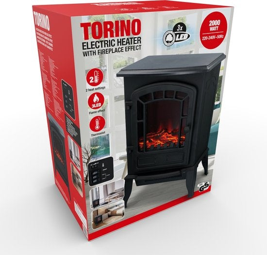 Classic Fire - Elektrische Sfeerhaard Torino - Elektrische Kachel - LED Vlammen - 2000W