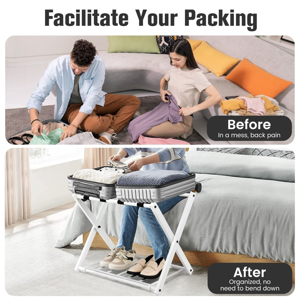 Coast Bagagerek met Schoenenhouder Opvouwbaar - Wit