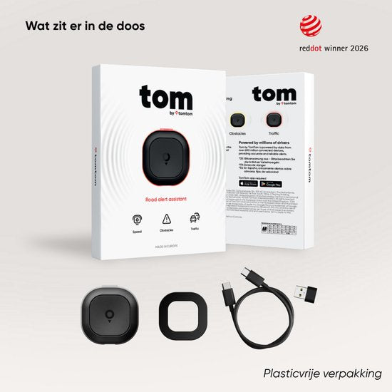 Tom by TomTom | Flitsmelder voor Auto | Waarschuwt voor Vaste & Mobiele Flitsers, Files | Zonder Abonnement | CarPlay & Android Auto | Made in Europe