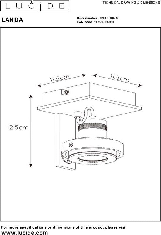 Lucide LANDA - Plafondspot - LED Dim tot warm - GU10 - 1x5W 2200K/3000K - Mat chroom