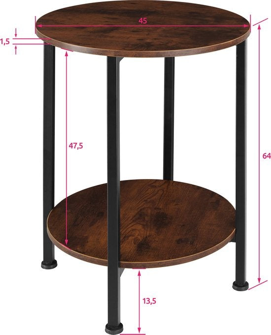 tectake® - Bijzettafel - Sidetable - Kleine Salontafel - industrial dark
