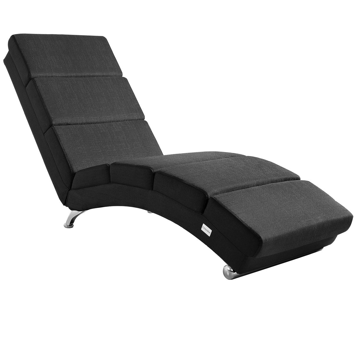 Casaria Relax Lounger, Ligstoel London, stof antraciet met verchroomde poten