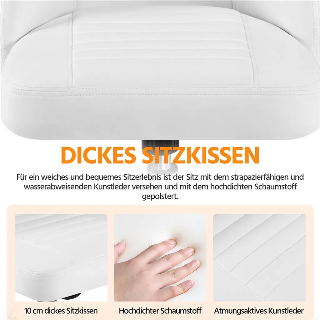 Yaheetech Bureaustoel Wit Ergonomisch Gestoffeerd