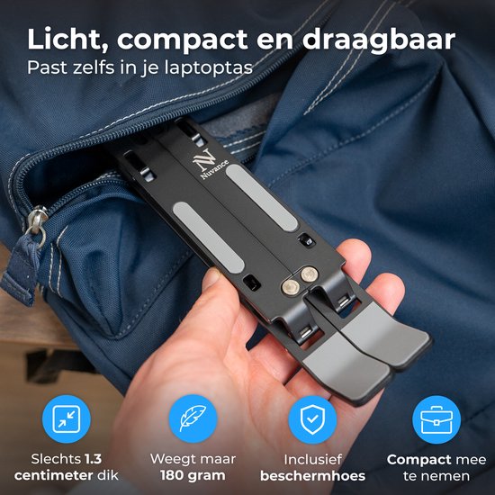 Nuvance Laptop Standaard - Laptop Stand - Verstelbaar – tm 17 Inch – Tablet Standaard – Laptop Houder - Verhoger