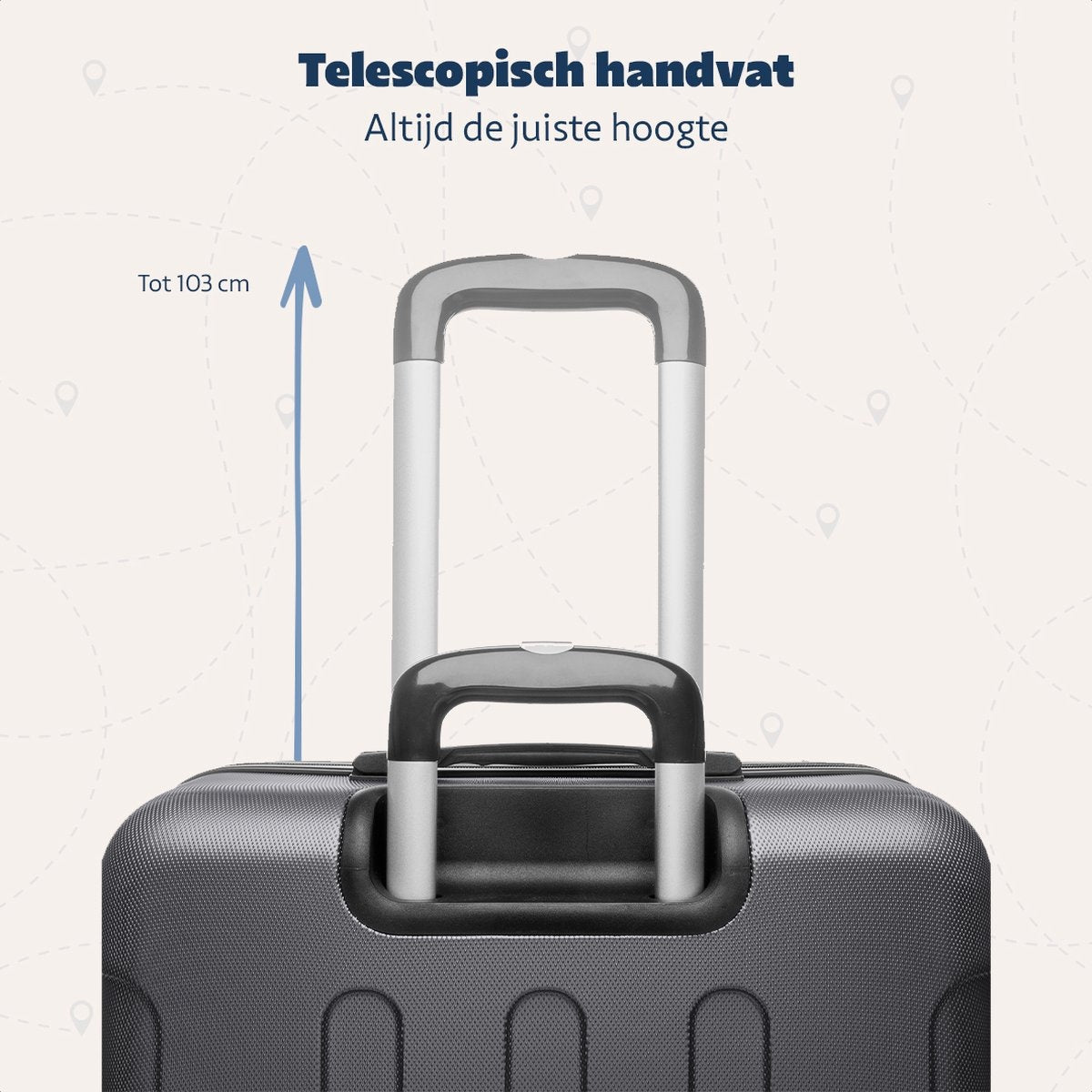 TRVLMORE Kofferset - 3 Delig - Complete Set - 38L Handbagage + 70L en 110L Ruimbagage - Donkergrijs