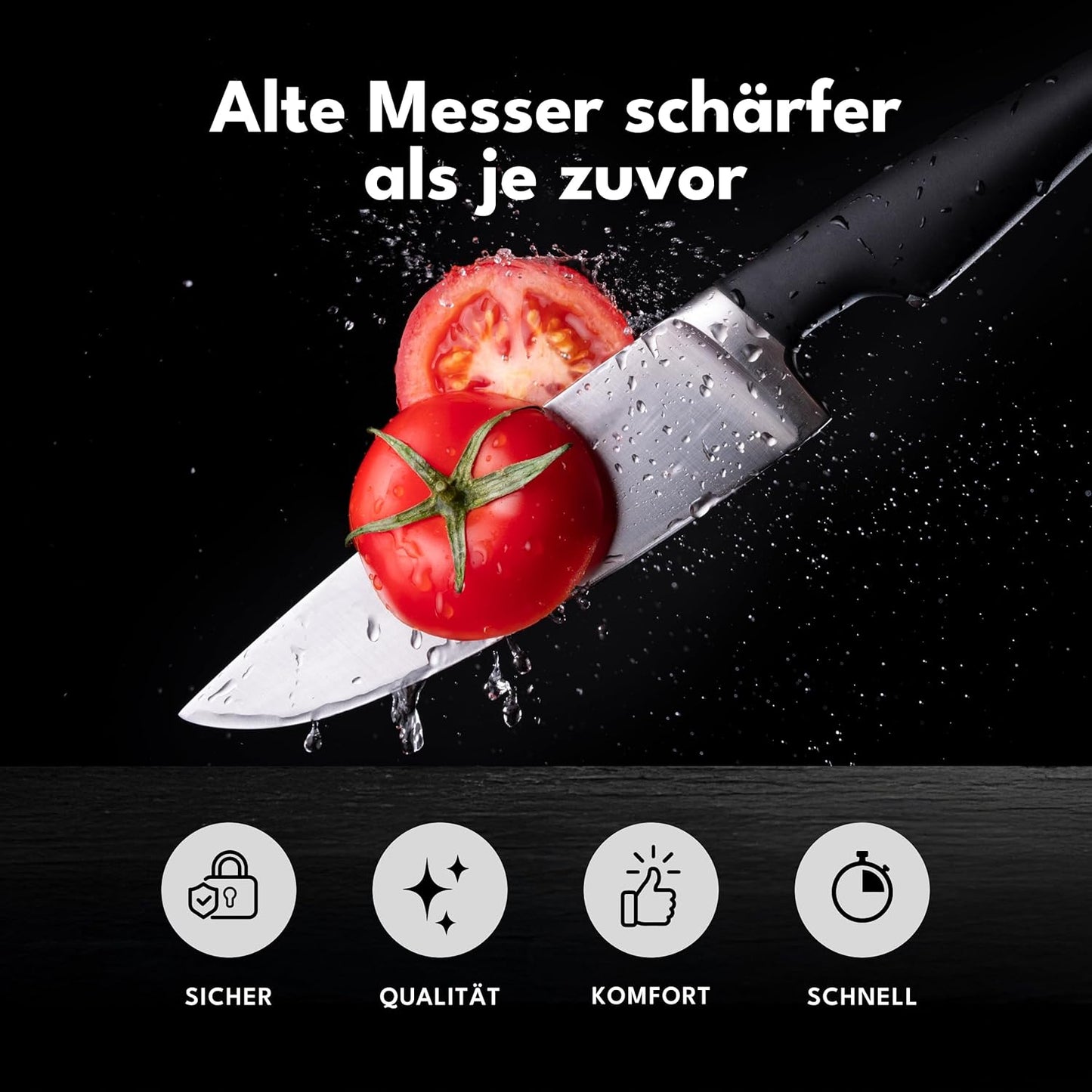 LEBENLANG Messenslijper - 4 Niveaus - 22 x 6.5 x 5.5 cm - Zwart