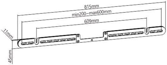 VDD Gaming Sono Arc soundbar muurbevestiging - wandbeugel - zwart - 11x81.5x4.5cm