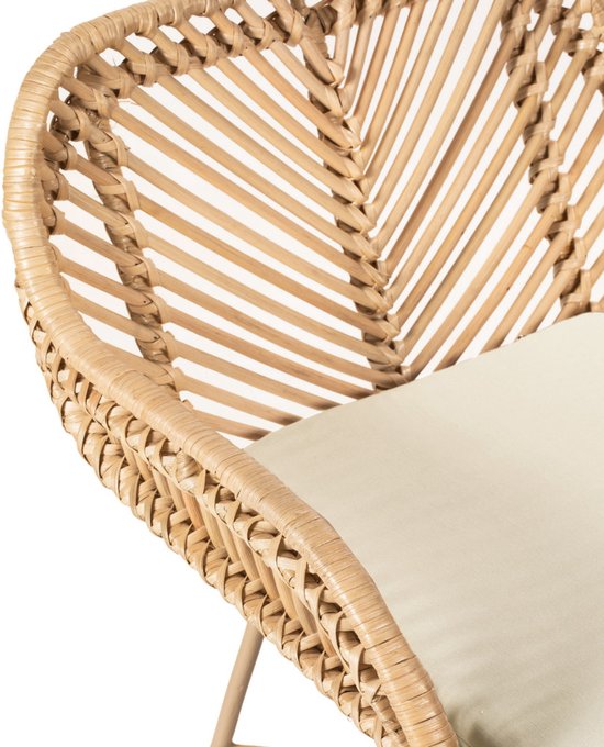 Nunuhai - Set van 2 rotan barkrukken met beige poten, hoogte 68 cm