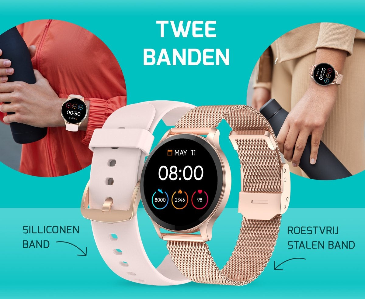 FITAGE Sporthorloge - Smartwatch - Stappenteller Horloge- Smartwatches - Activity Tracker - GPS - Dames en Heren - Roze