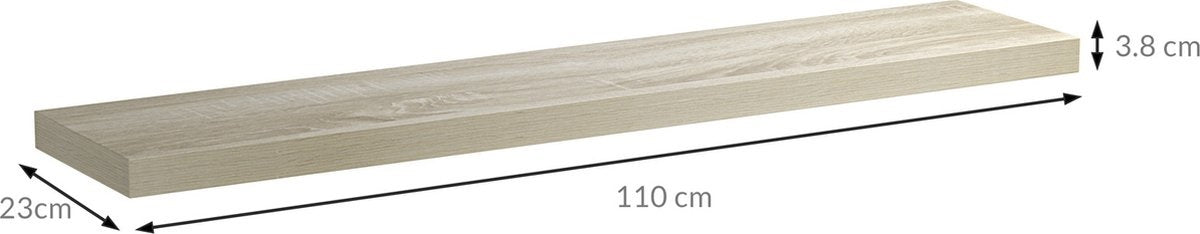 Casaria Wandplank Zwevend - 110 cm 15kg Belastbaar - Eiken