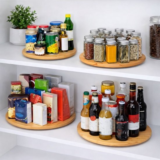 Ceruzo Lazy Susan - Draaibaar Dienblad - Ø 35cm - Draaiplateau -Serveerbord-Bamboe