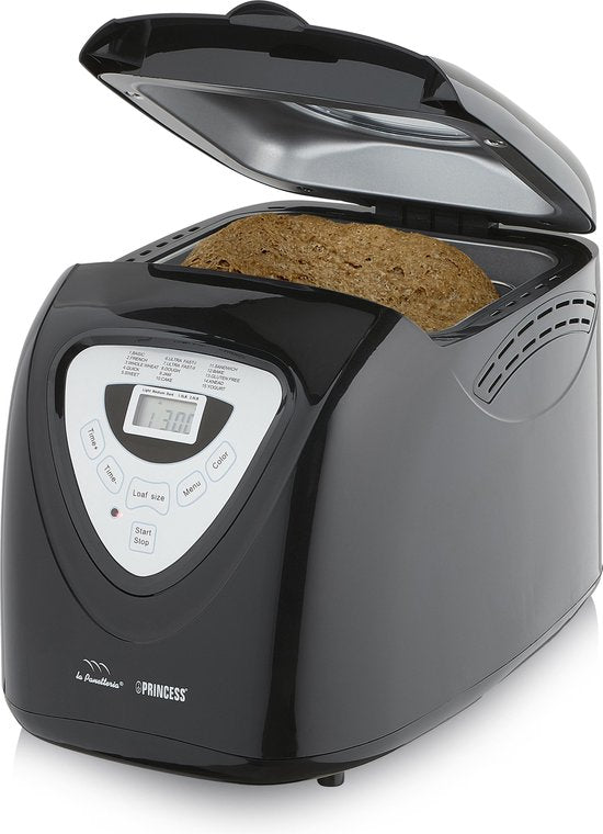 Princess Broodbakmachine 152009 - Timer - Digitaal scherm - 15 bakprogramma’s - Glutenvrij Programma - 900 Gr - 600 Watt - Zwart/Zilver
