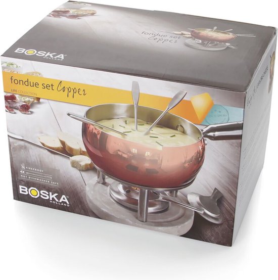 Boska Fondueset Koper - Kaas fondue - voor 1300 gram Kaas - 1,7 L