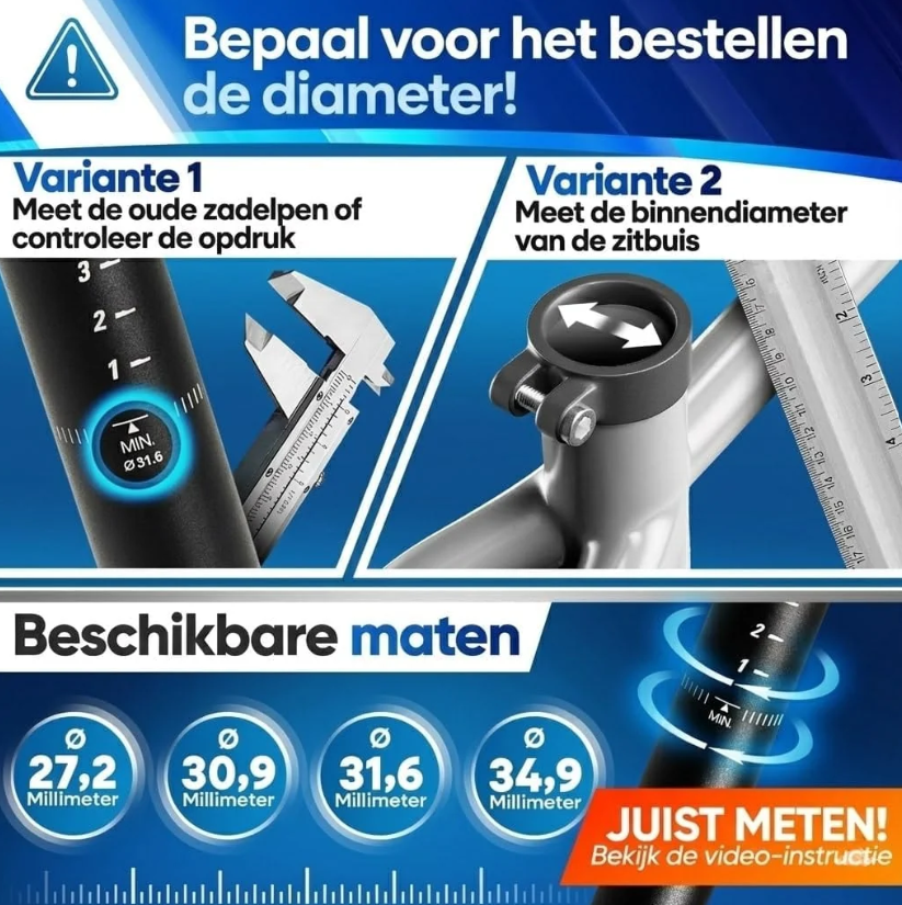 NextCover Geveerde Zadelpen - Zwart - Ø 31,6 mm - Parallellogram, Comfort-Spring Technologie