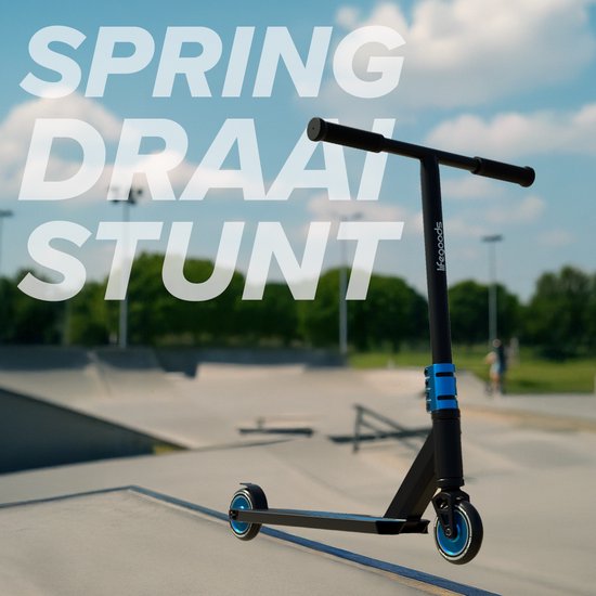 LifeGoods Stuntstep Pro X - T-Stang - HIC - Step voor Kinderen - Jongens/Meisjes - 110mm - 100KG - Zwart/Blauw