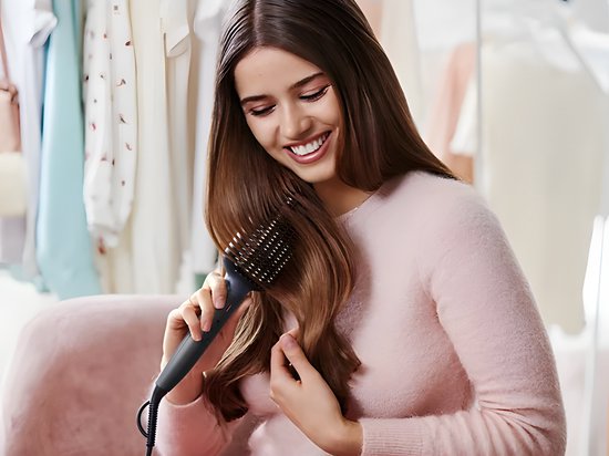 Philips StyleCare Essential BHH885/00 Stijlborstel - Keramische Coating - Ionisatie - ThermoProtect - Donkerblauw