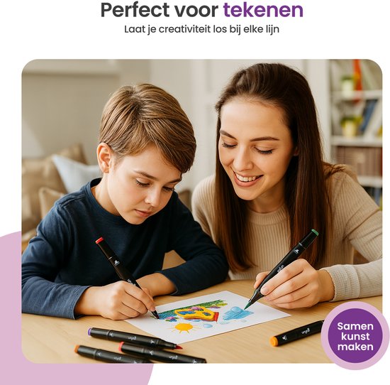 Gofun Twinmarkers – 262 Stuks – Alcoholmarkers – Dubbele Punt (Fijn & Breed) – Voor Kinderen & Volwassenen – Kleurcodering & Draagtas
