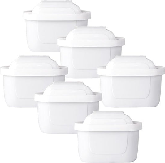 Saaf Filterpatronen geschikt voor Brita - 6 Stuks - Waterfilter - Filter voor o.a. Maxtra - Wit