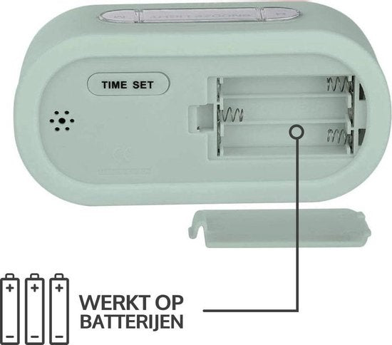 JAP AP17 digitale wekker - Stevige alarmklok - Met snooze en verlichtingsfunctie - Beschermhoes van rubber - Pastelle Groen