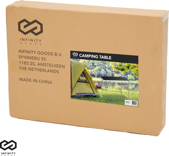 Infinity Goods Campingtafel - Inklapbaar - Tuintafel - 80x60x70 cm - Buiten/Binnen - Draaghandvat - Compact - Aluminium - Zwart