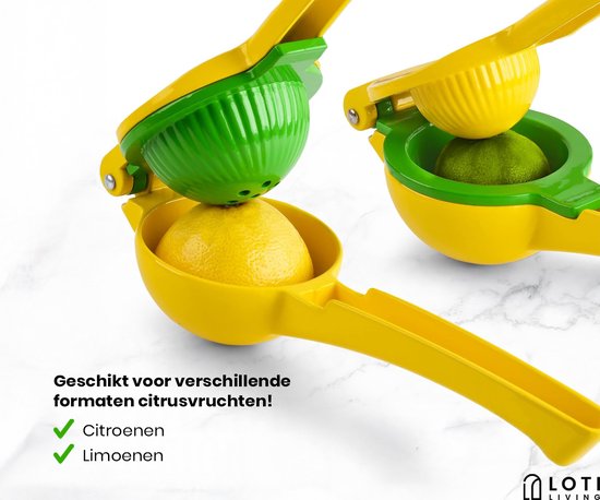 Loti Living Citruspers - Limoenpers - Handmatige Citroenpers - Lemon squeezer - Geel/Groen