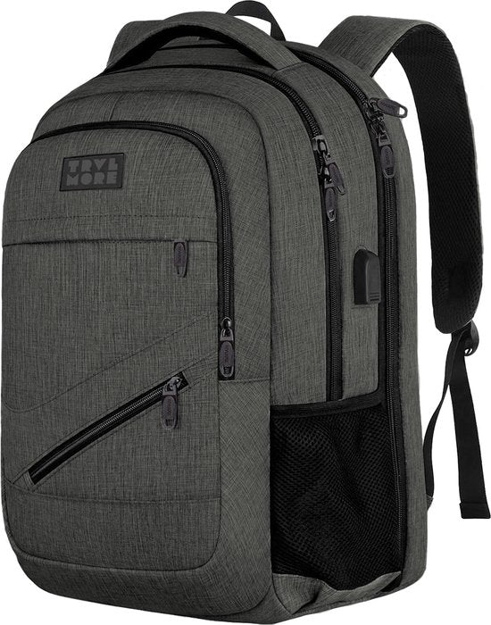TRVLMORE Rugzak - 36L - 17 inch - Laptop Rugtas - Schooltas - Heren en Dames - Laptoptas - Spatwaterdicht Grijsgroen