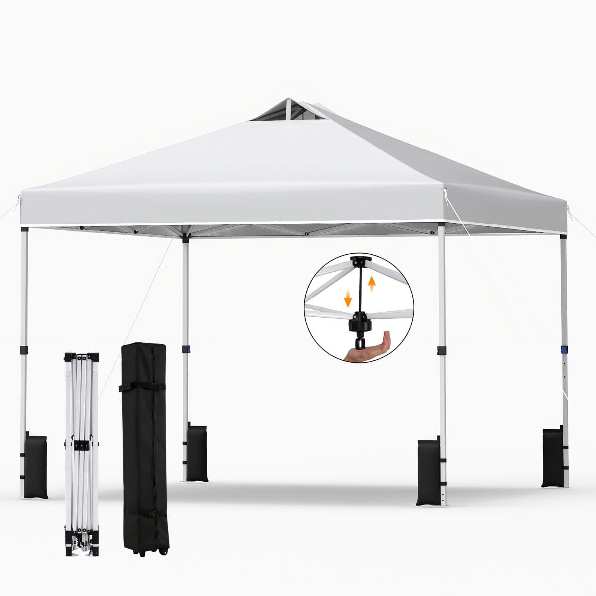 Coast Pop-up partytent - 3 x 3 m - met zandzakken, haringen en draagtas - wit