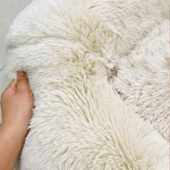Snoozle Donut Hondenmand M - 60 cm - Fluffy Hondenmand Klein - Ronde Hondenmand Roze - Superzacht Hondenbed voor kleine hond - Anti-Stress Hondenkussen