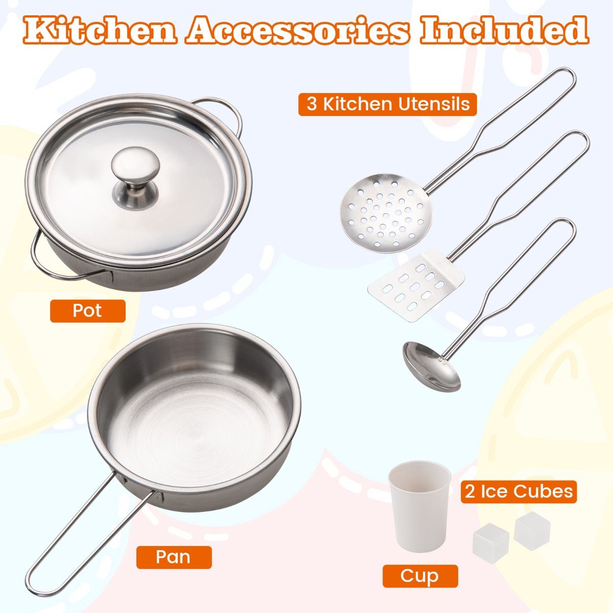 Coast Houten Speelkeuken XXL - Fornuis met Licht & Geluid, Ijsmachine, Wasmachine - 91 x 30 x 102 cm - MDF/Kunststof - Wit