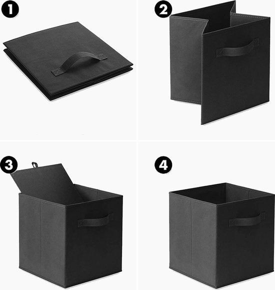 SWILIX ® Multifunctioneel Opbergmand / Opbergbox - kast organizer - 6 Stuks - 20 L - Zwart