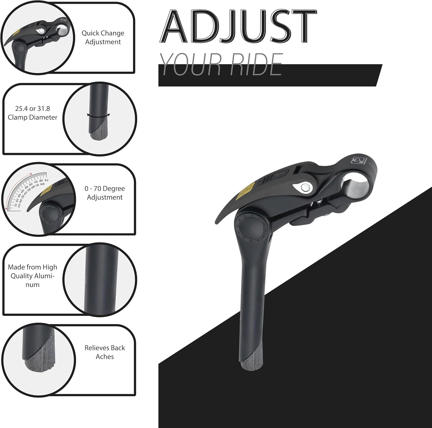 M-Wave Stuurpen Aluminium 180 mm - Zwart