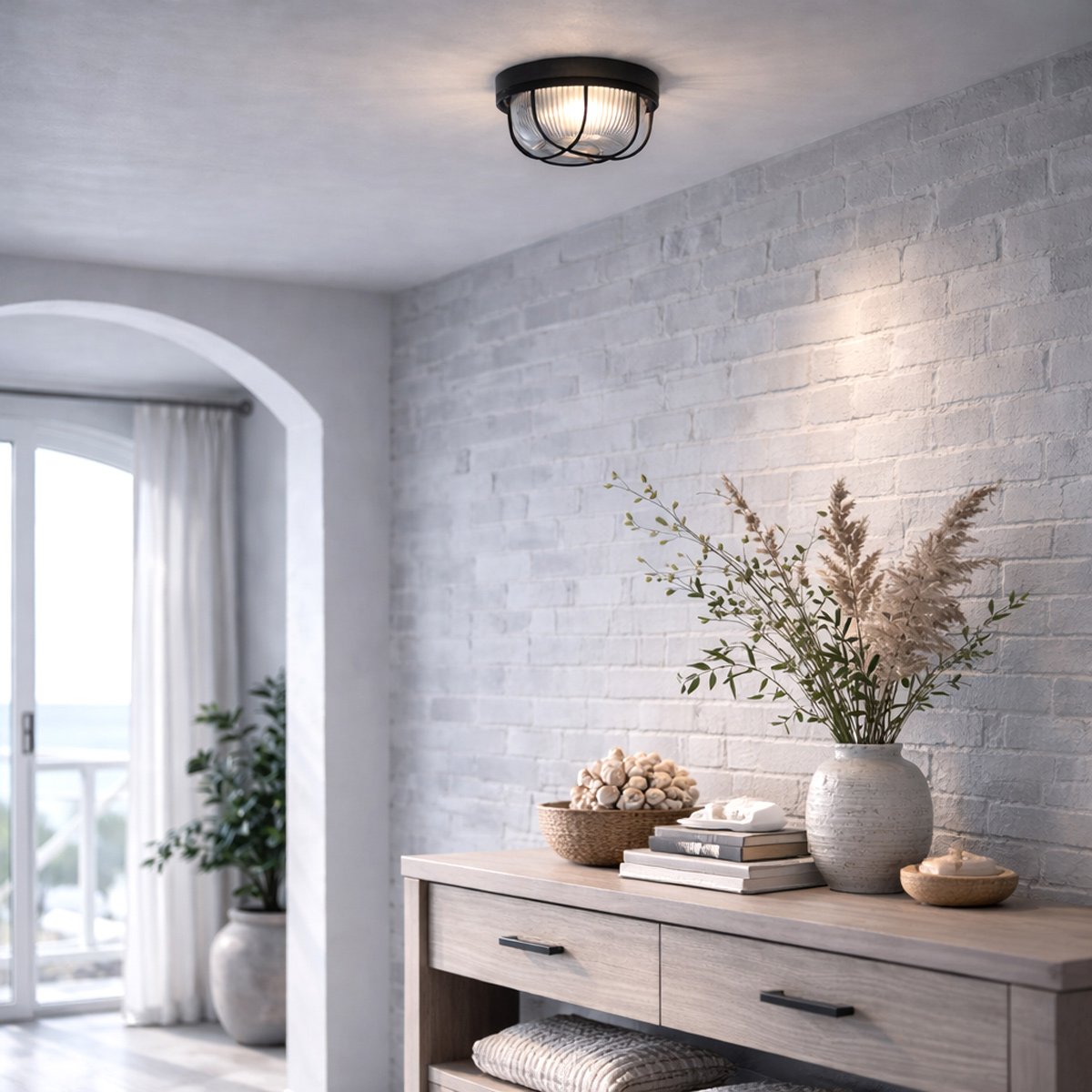 Plafondlamp Lisanne 1342ZW | Zwart metaal en glazen kap | Ø 17 cm, hoogte 8 cm | Mexlite | Trendy design voor binnengebruik
