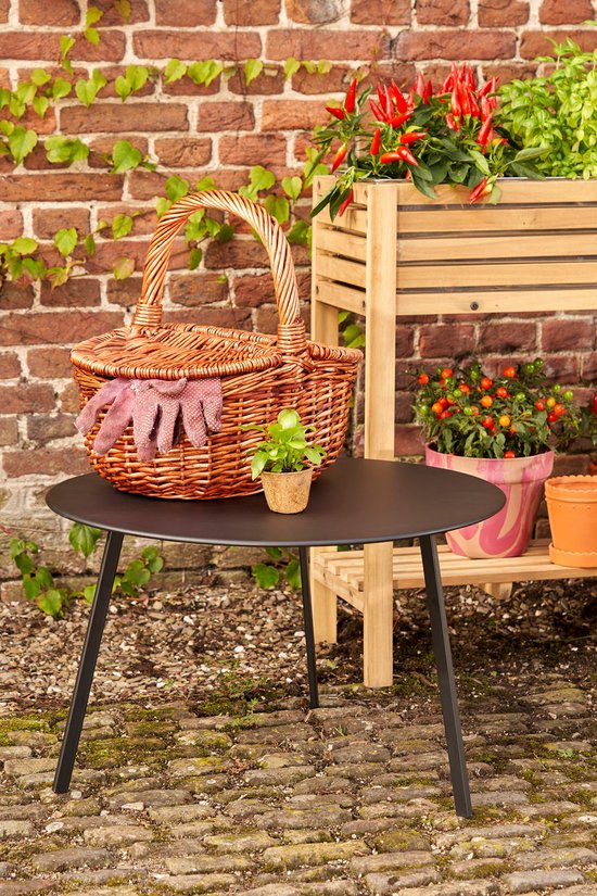 Mica Decorations Seatle Bijzettafel voor Buiten - H38 x Ø58 cm - Metaal - Zwart