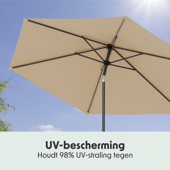 LifeGoods Parasol - Tuin - Ø270 cm - 30° Kantelbaar - Waterdicht - Taupe